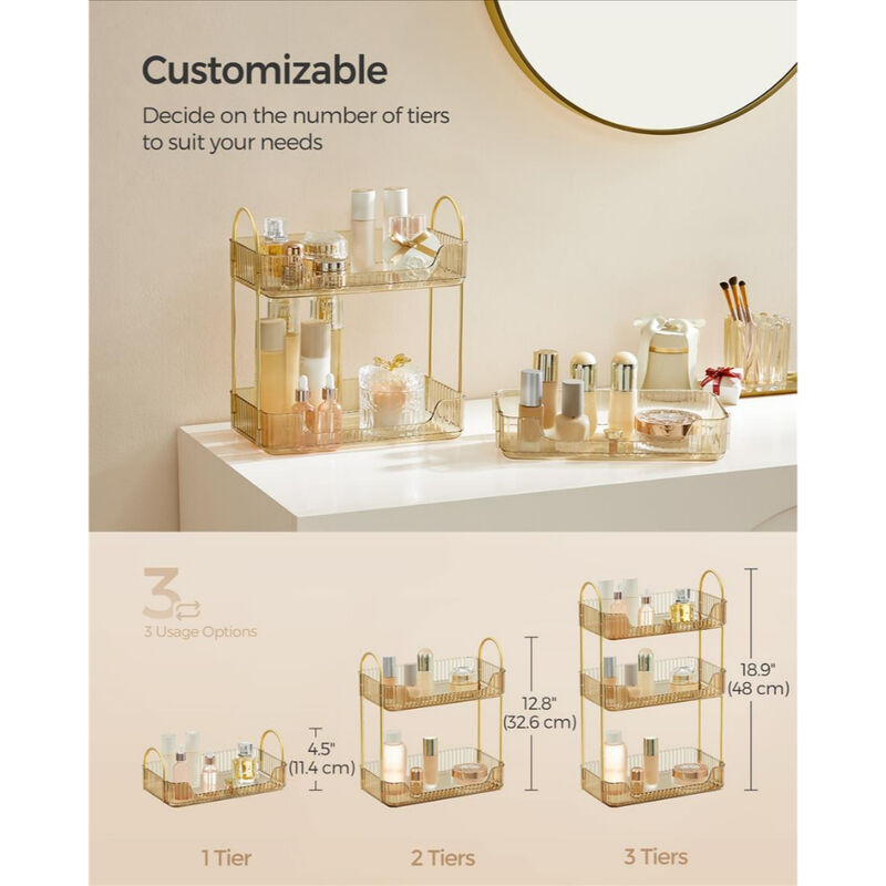 3-Tier Makeup and Skincare Organizer &ndash; Round Rotating Countertop Rack for Perfume, Serums & Lotions