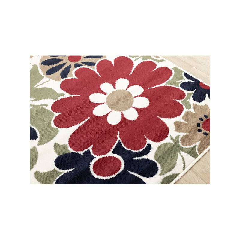 Novelle Home Functional Style Red Cream Floral Rug, 4'7 x 6'7, 4'7 x 6'7 image number 3