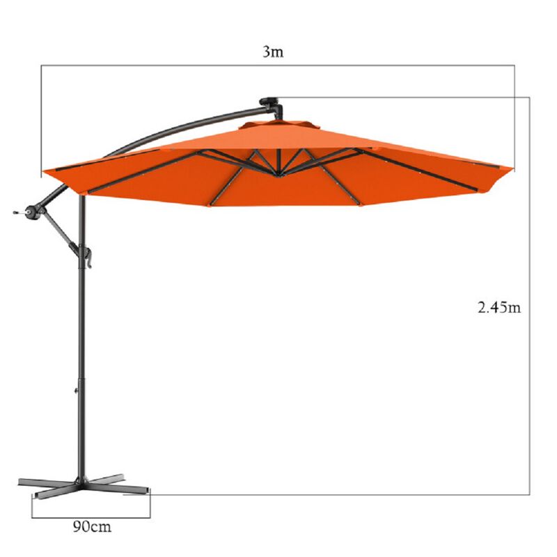 Mondawe 10 Feet Patio Umbrella with Crank and Solar LED Lights