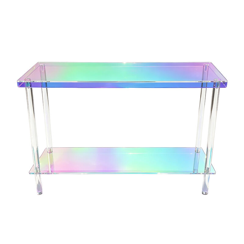 Modern Iridescent Acrylic 2-Tier Console Table for Hallway, Entryway & Living Room image number 2