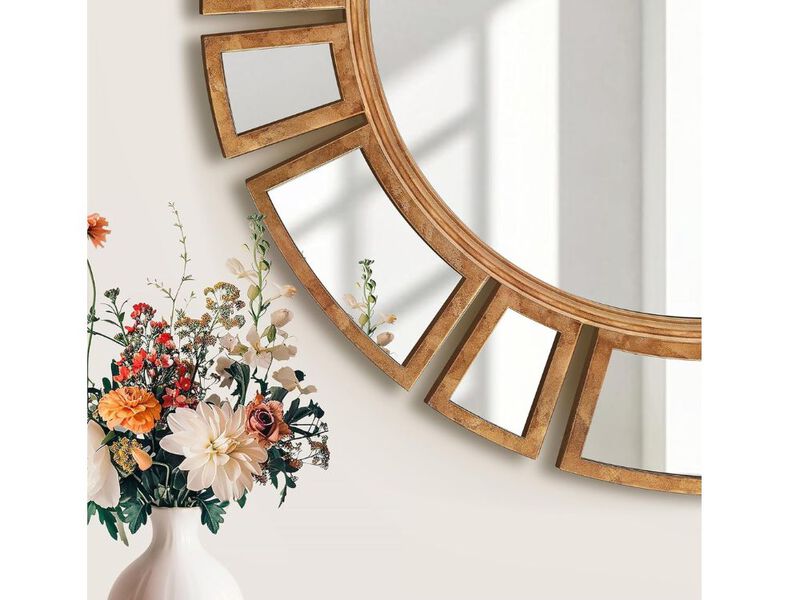 30" Gold Sunburst Wall Mirror &ndash; Art Deco Glam for Entry & Vanity