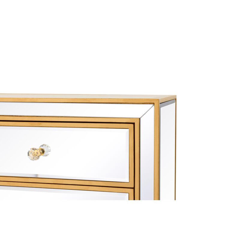 Elegant Decor End table 2 drawers 2 doors 38in. W x 12in. D x 32in. H in gold
