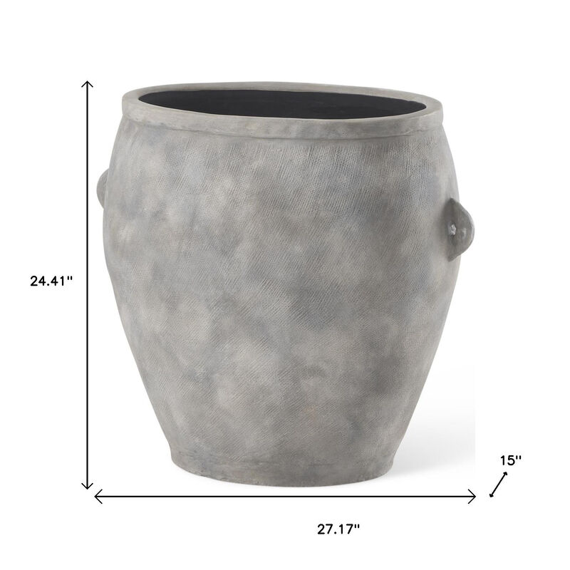 HomeRoots 24" Gray Ceramic Amphora Floor Vase image number 3