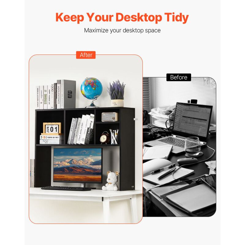 Compact Desktop Bookshelf with Display Shelf and Stable Non-Slip Feet image number 7