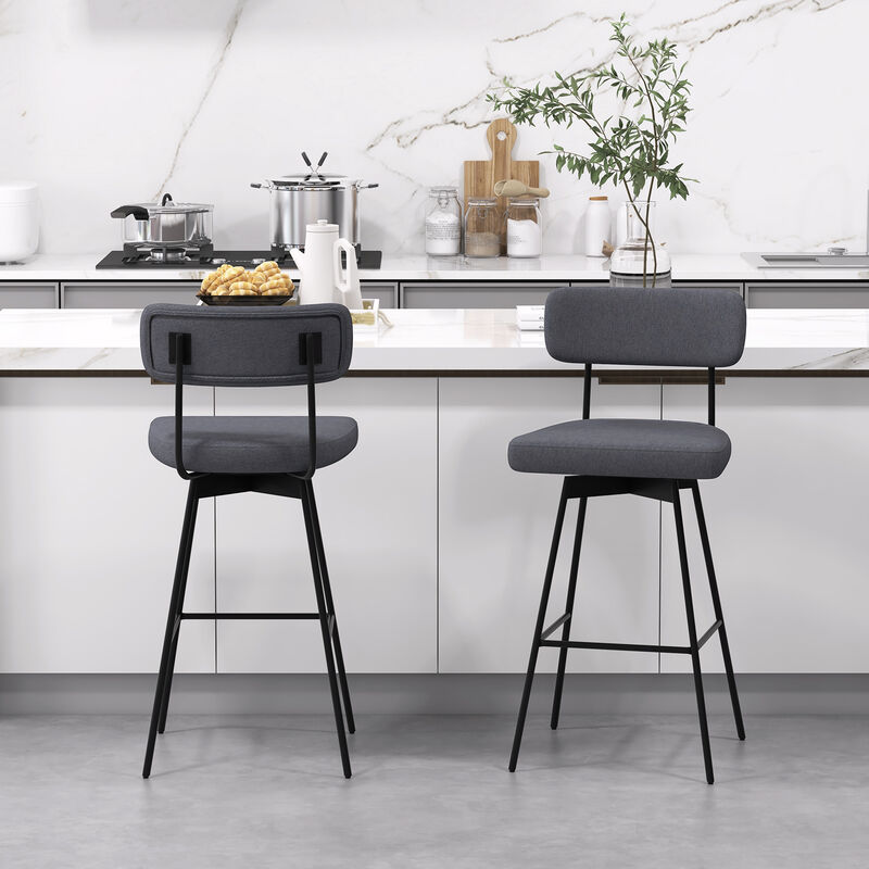 Set of 2 Upholstered Swivel Bar Stools Counter Height for Comfort and Style