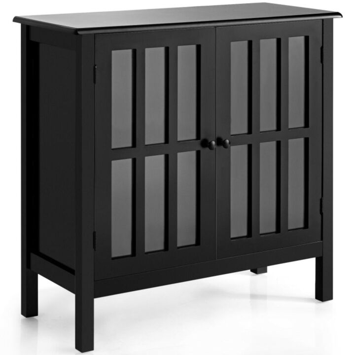 Hivvago Glass Door Sideboard Console Storage Buffet Cabinet