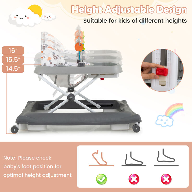 Foldable Baby Walker with Removable Seat and Adjustable Height image number 5