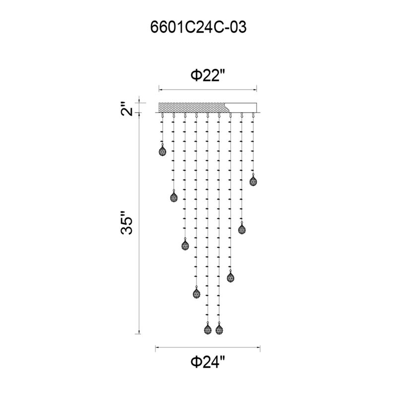 Rain Drop 9 Light Flush Mount With Chrome Finish