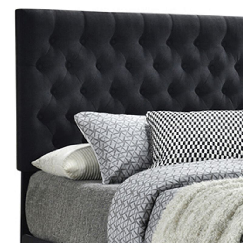 King Bedroom Set, Black Wood, 3 Piece Set with 2 Nightstands image number 4
