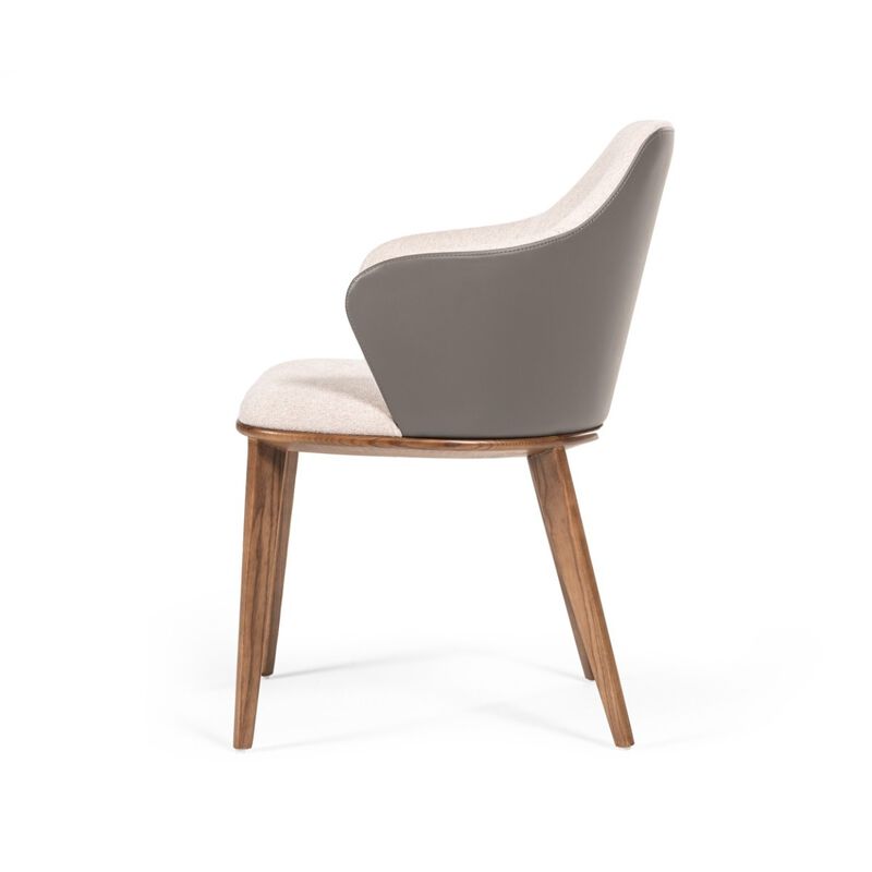 Megan Mid-century Modern Beige & Grey Dining Chair image number 2