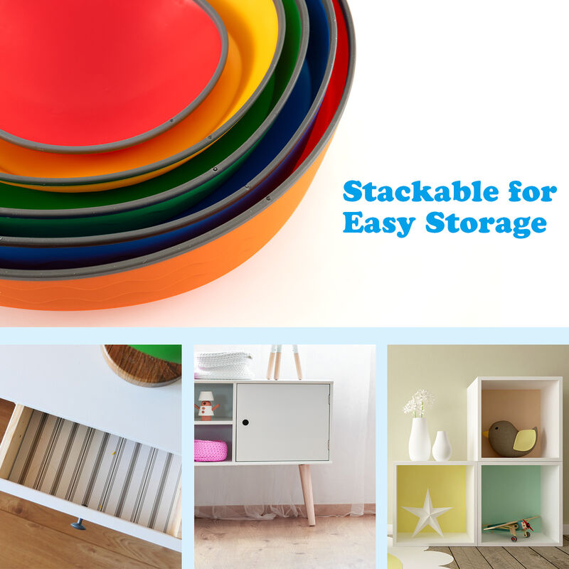 Kids Stepping Stones 5 Piece Round Stackable Indoor Outdoor Balance Blocks-Multicolor image number 7