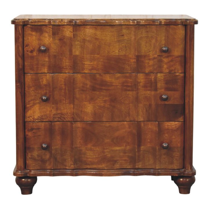 Artisan Furniture Solid Wood Lume 3 Drawer Chest, Brown