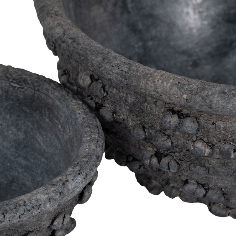 S/2 8/12" Textured Knobby Knot Bowls, Black image number 3