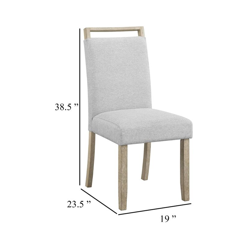 Koji Dining Chair Set of 2, Gray Fabric Padded Seat, Brown Wood Frame image number 5