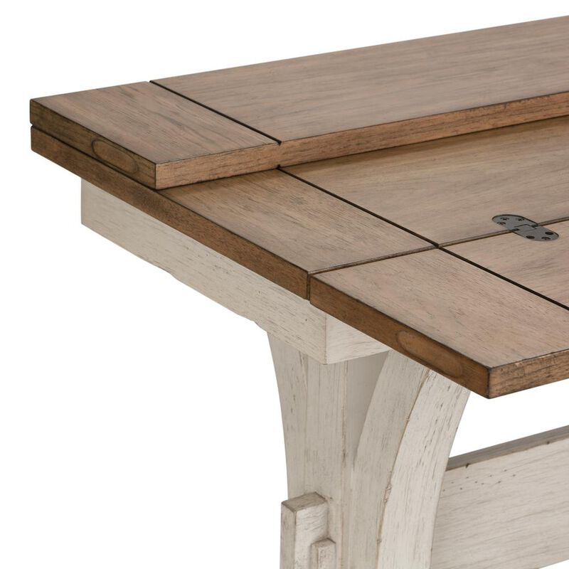 Liberty Furniture Farmhouse Reimagined Flip Lid Sofa Table in Antique White w/ Chestnut Top image number 5