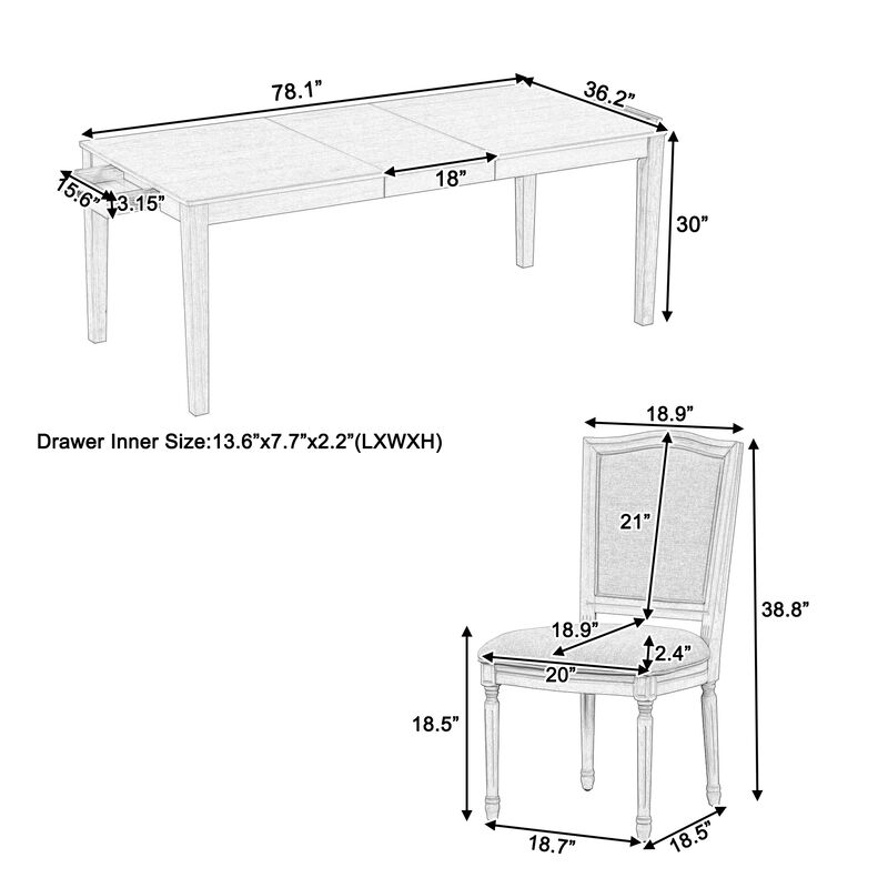 Merax 7-Piece Extendable Dining Table Chairs Dining Set