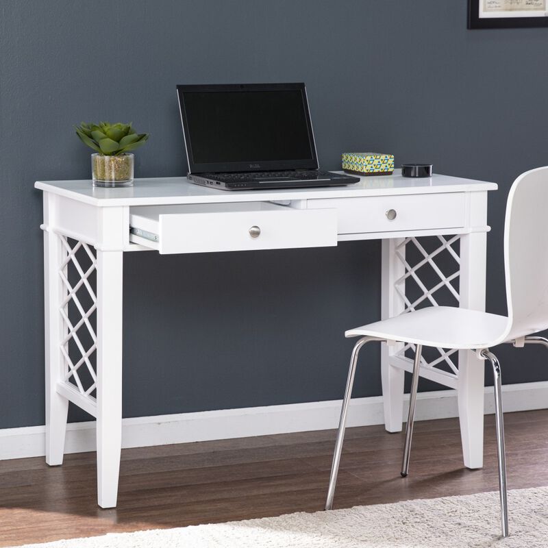 Solid Wood Writing Desk with 2 Drawers – Durable Home Office Work Table