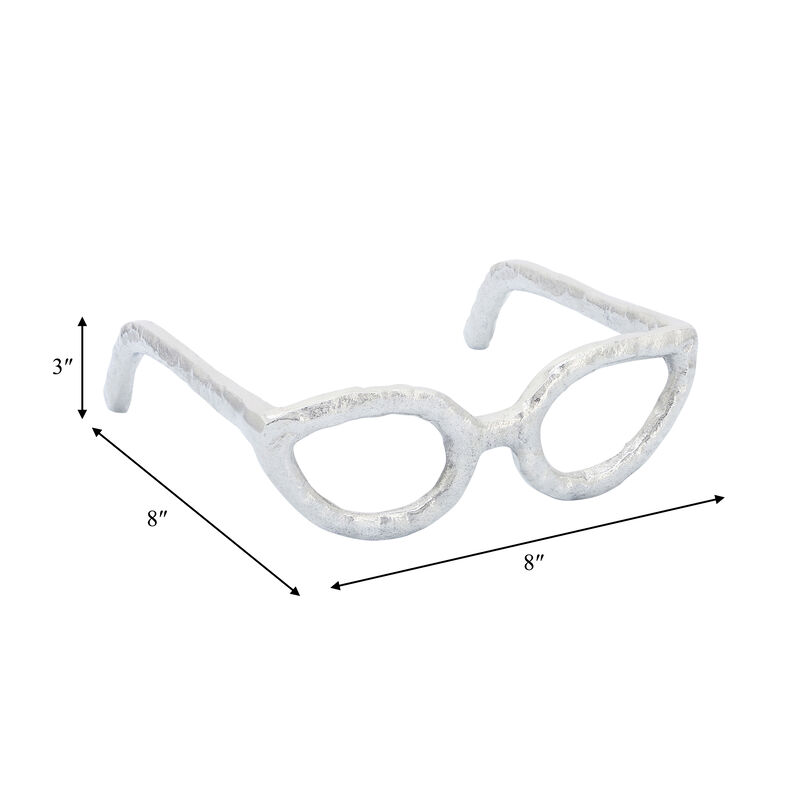 Silver Cat Eye Glasses Sculpture