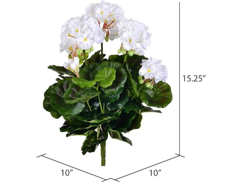 White Artificial Geranium Flowers Home Decor Vickerman image number 2