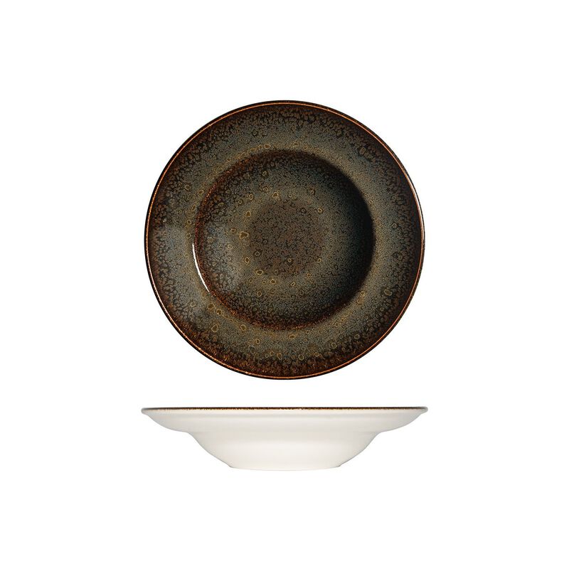 Tierra dia.10.75" h:2.25" 16 oz. Round Brown Porcelain Bowl (Set of 2)