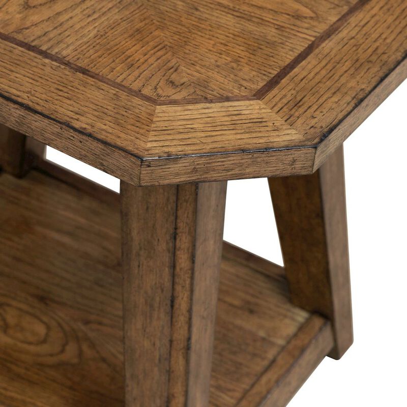 Liberty Furniture Carolina Park Octagonal End Table for Living Room - Amber Brown Oak image number 3