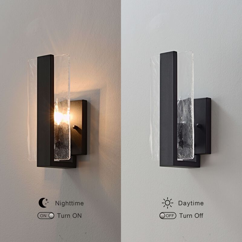 Maya Single Light Matte Black Clear Glass Panel Wall Sconce - 6" W x 11.8" H x 4.5" D image number 6