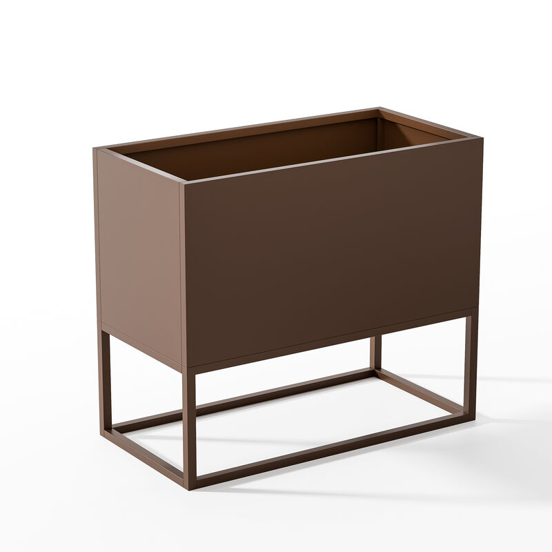 Metal Rectangular Planter with Shelves and Drainage Holes