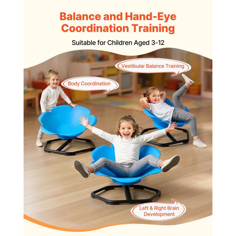 Toddler Sensory Swivel Chair Cylinder Shape Spin Seat with Metal Base image number 6