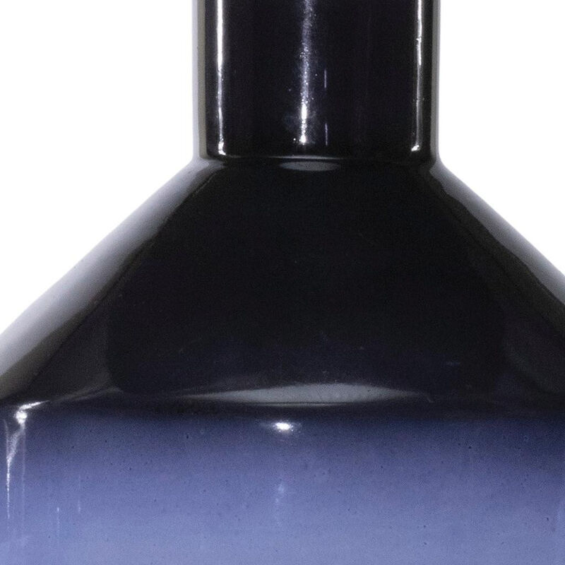 HomeRoots 6" Blue Ombre Glass Round Table Vase image number 2