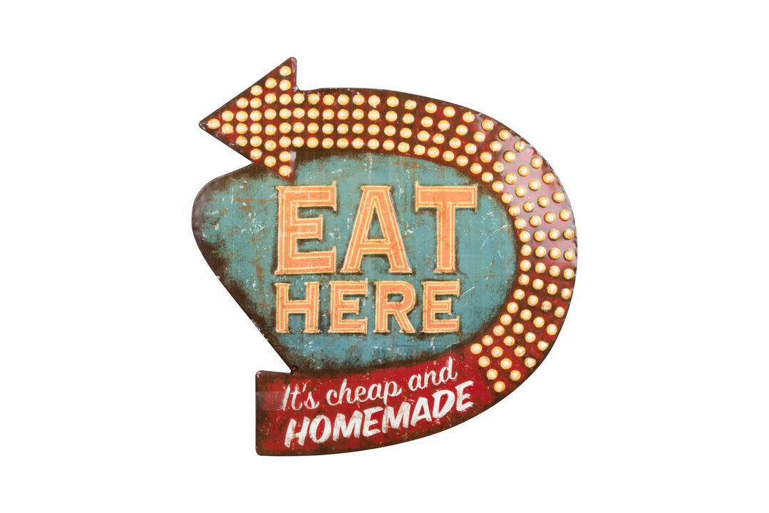 Metal &ldquo;Eat Here&rdquo; Retro Wall D&eacute;cor, Multicolor