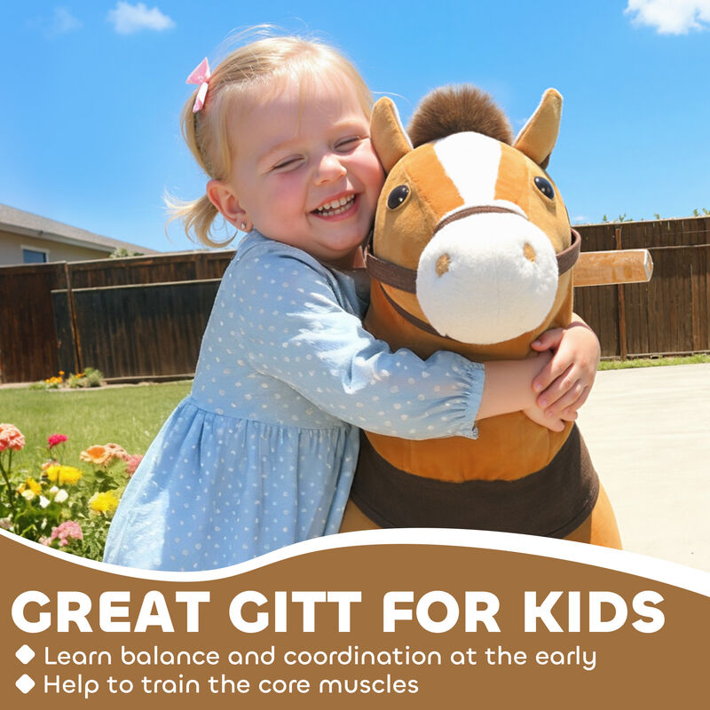 BreeBe Plush Pony Ride-On with Wheels for Kids image number 6