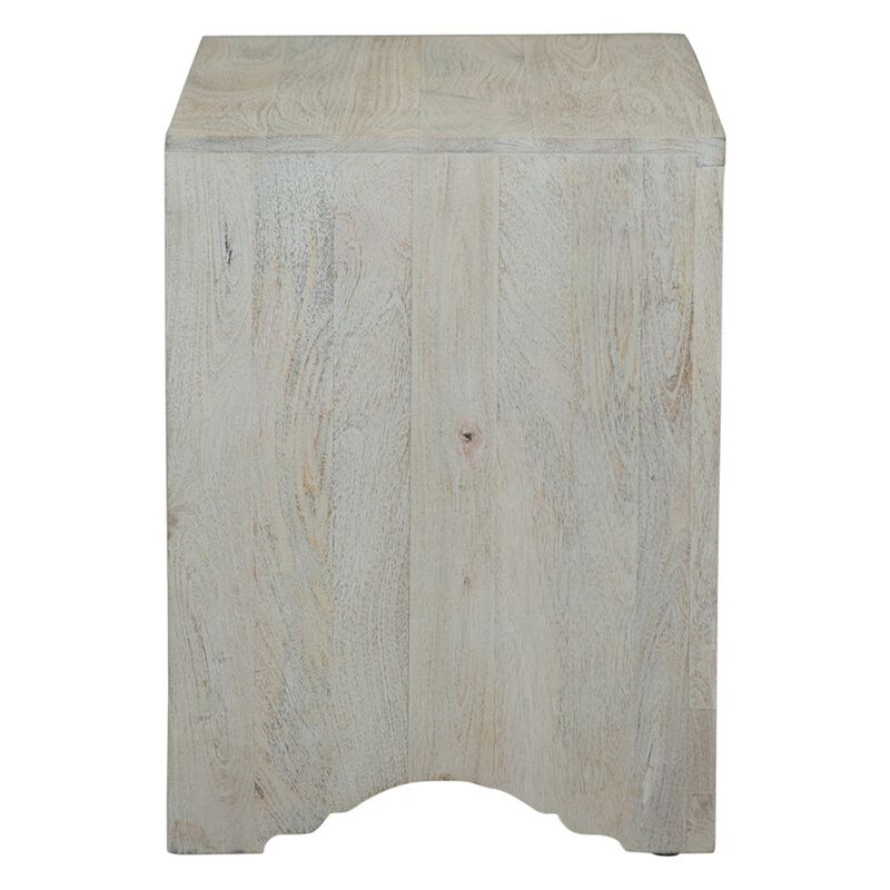 World Interiors Haveli 26" Plinth Base Nightstand in Carved Heirloom White image number 4