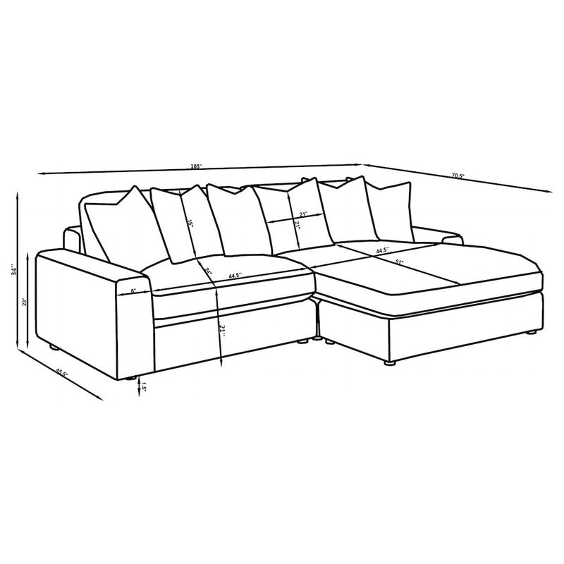 Coaster Co. of America Blaine Upholstered Reversible Chaise Sectional Sofa Sand image number 1