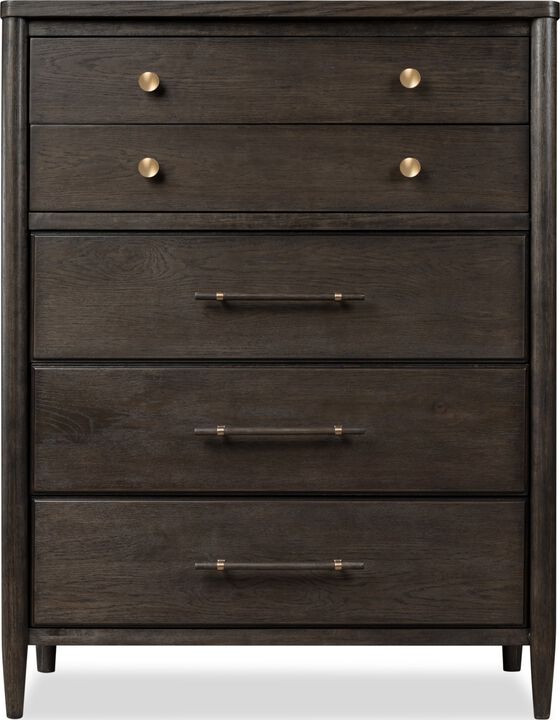 Rockport Five Drawer Oak Wood Chest in Yin