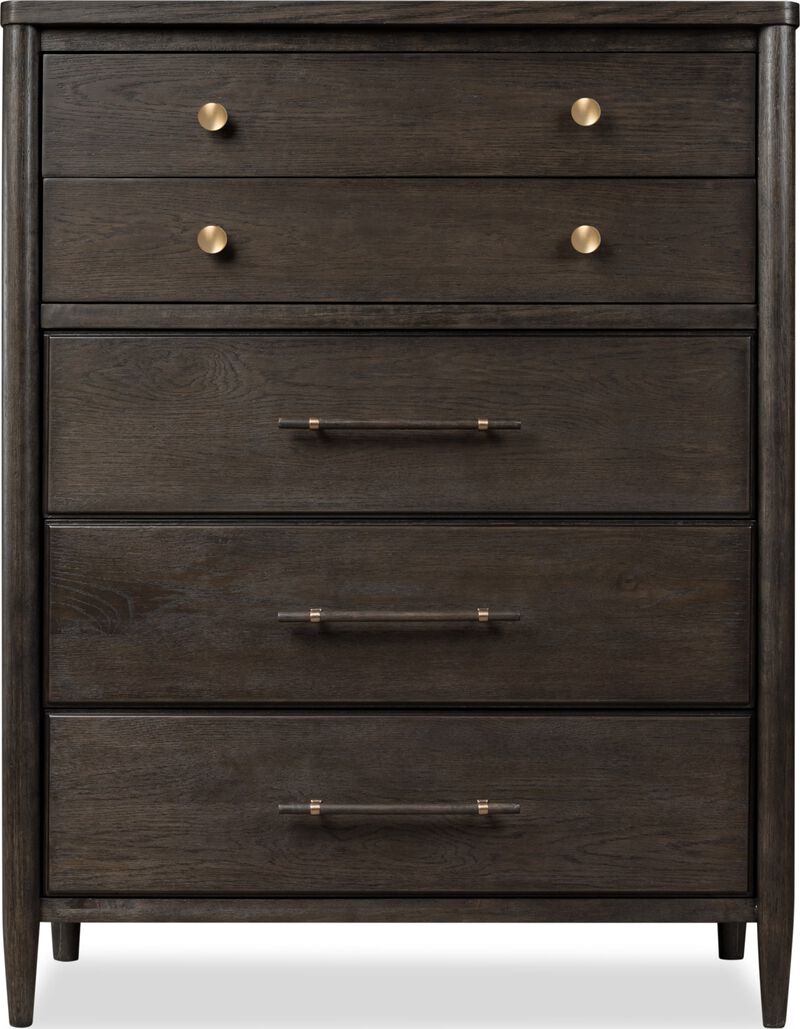 Rockport Five Drawer Oak Wood Chest in Yin