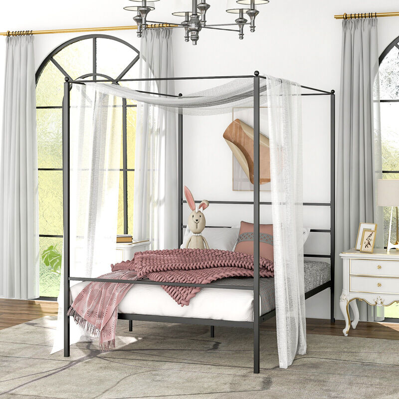 Canopy Bed Frame with Slat Support, Sturdy Metal Frame image number 6
