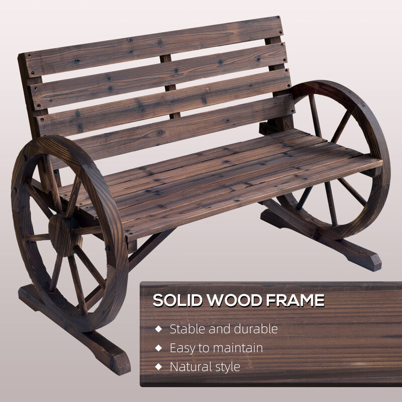 Hivvago Wooden Wagon Wheel Garden Bench image number 3