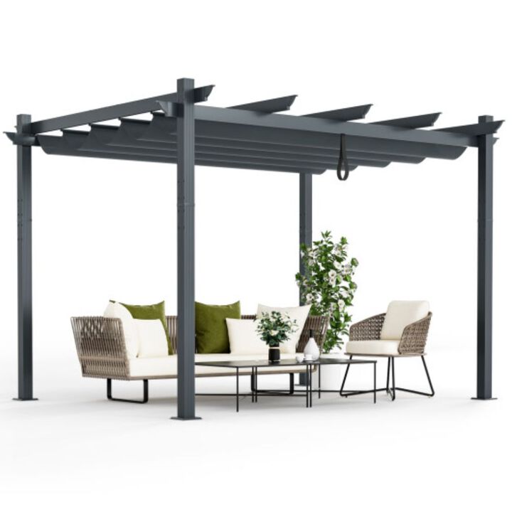 Outdoor Aluminum Retractable Pergola Canopy Shelter Grape Trellis
