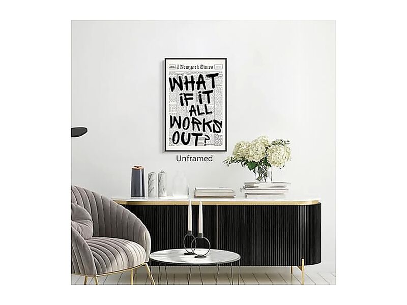 What If All Works Out Canvas Wall Art Black White Newspaper Aesthetic Poster image number 3