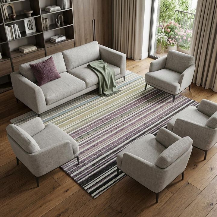 HomeRoots 5' X 8' Beige and Blue Abstract Distressed Area Rug