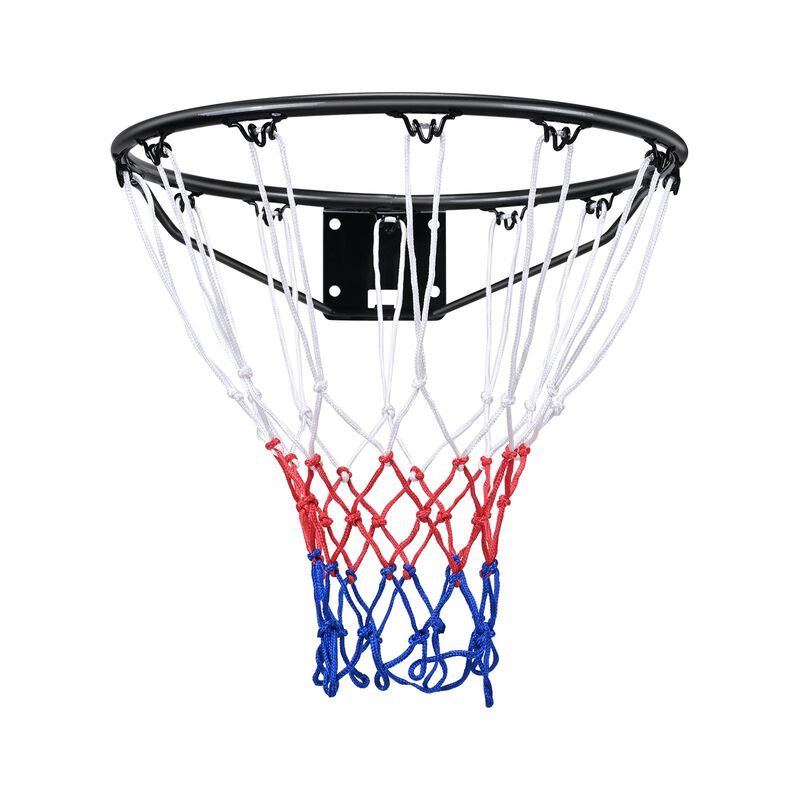 Wall Mounted Basketball Rim with Net, Heavy Duty Double Spring Hoop for Indoor Outdoor Play-Black image number 0