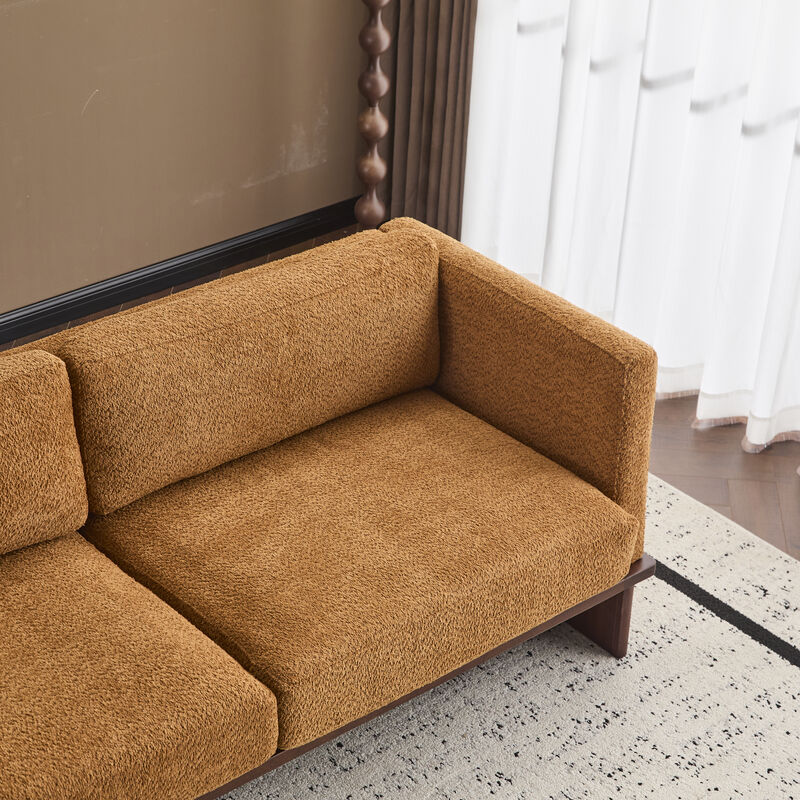 Christopher Knight Home Miranda 77'' Modern 3-Seater Rubberwood Upholstered Sofa with Thick Cushions