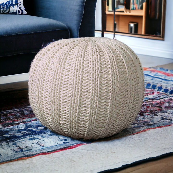 Stylish Round Pouf Ottoman – Soft Cotton Floor Cushion and Footrest