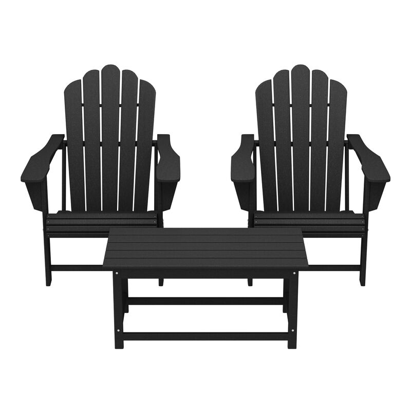 WestinTrends 3-Piece Adirondack Chairs with Cup Holders and Coffee Table Set