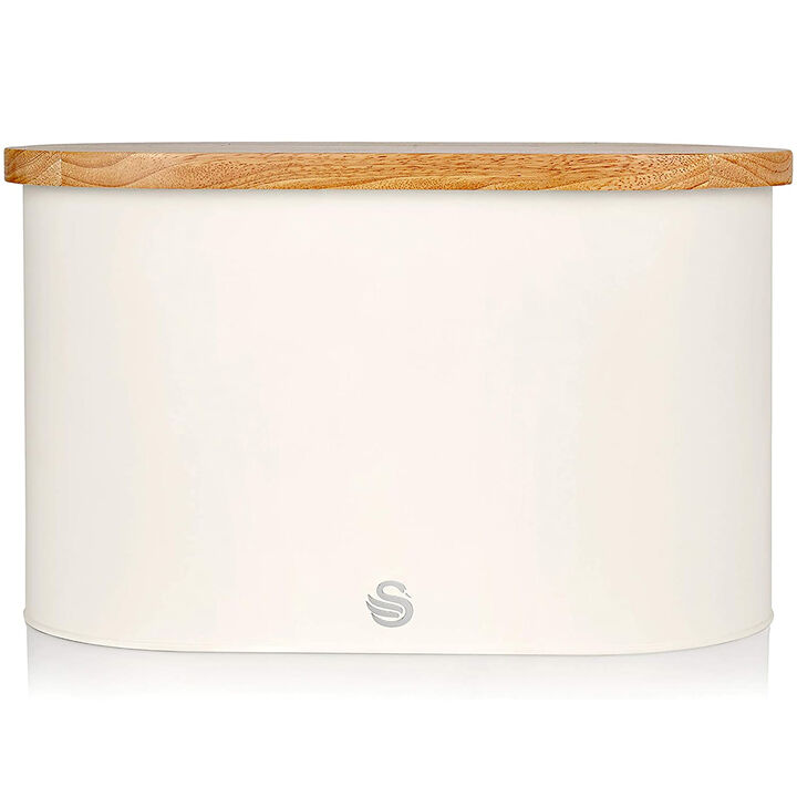 Swan - Nordic Collection Bread Bin with Bamboo Lid, 15cm x 15cm x 35cm