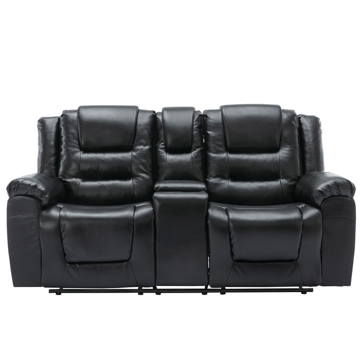 2 Seater Home Theater Recliner Manual Recliner Chair with a Storage Box and Two Cup Holders for Living Room,Bedroom