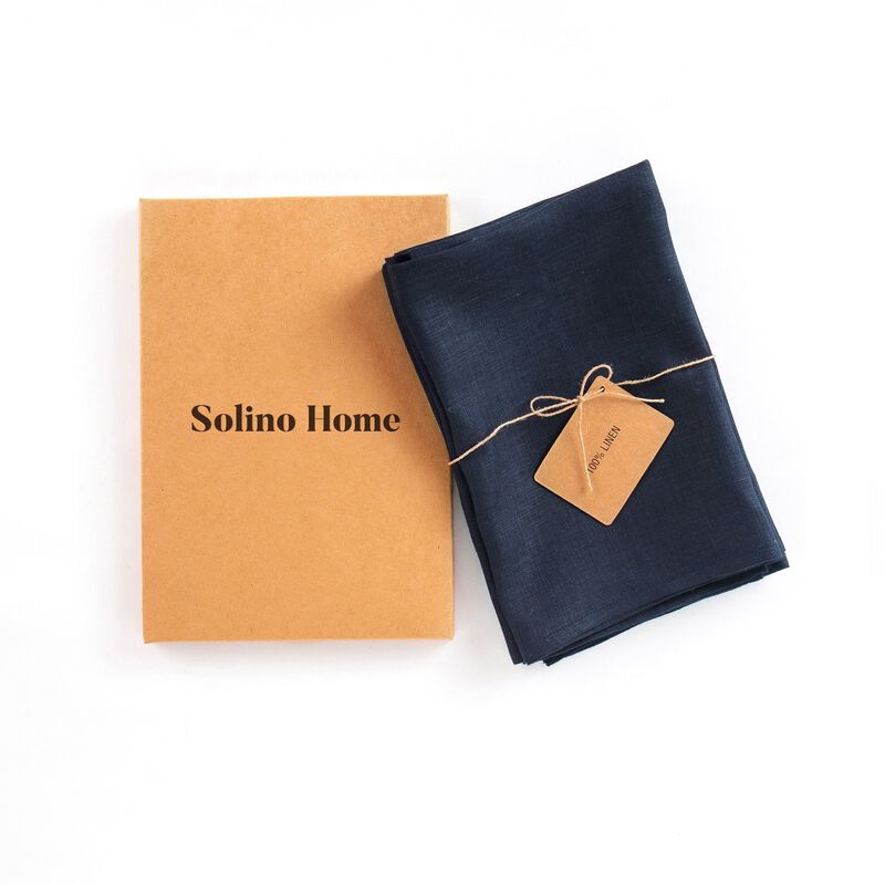 Solino Home Fete 100% Linen Dinner Napkins &ndash; Set of 4, 20 x 20 in, Machine Washable, Holiday and Everyday Dining