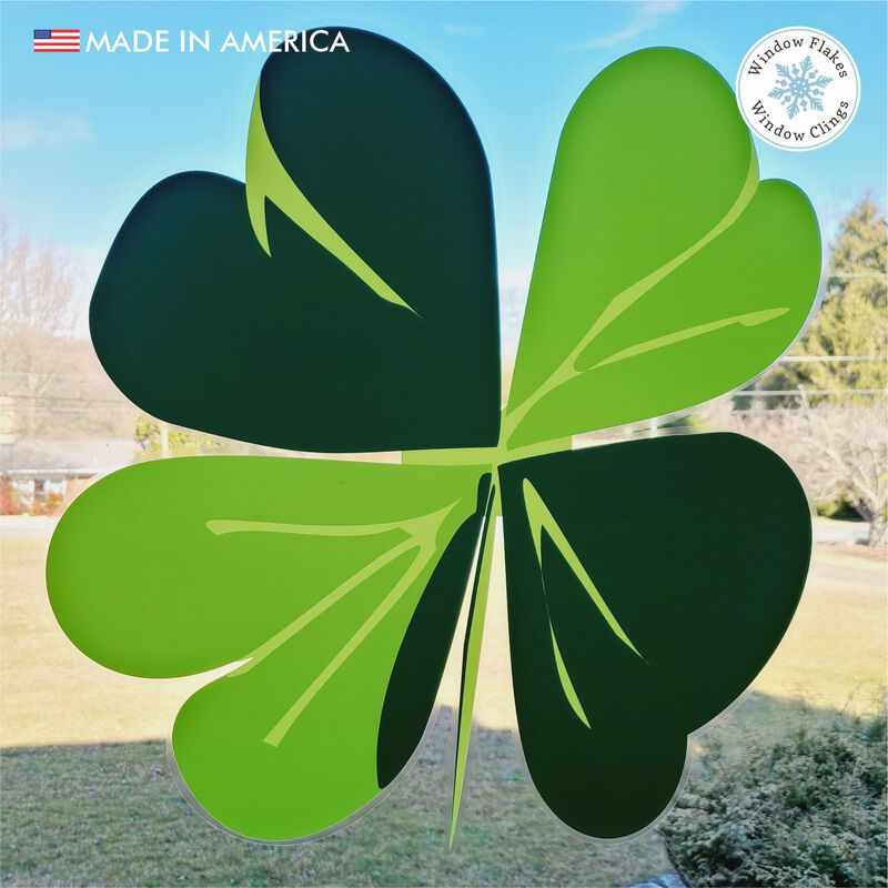 Window Flaks St. Patrick's Day Four Leaf Clover Window Cling Decal for Glass. image number 1