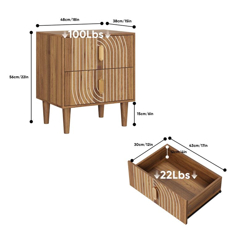 Tabwel Mid‑Century Modern Walnut Nightstand image number 9