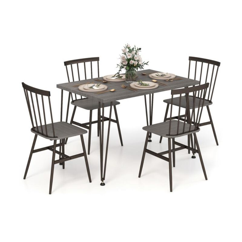 5-Piece Dining Table Set for 4 with 360&deg; Swivel Feet for Small Place